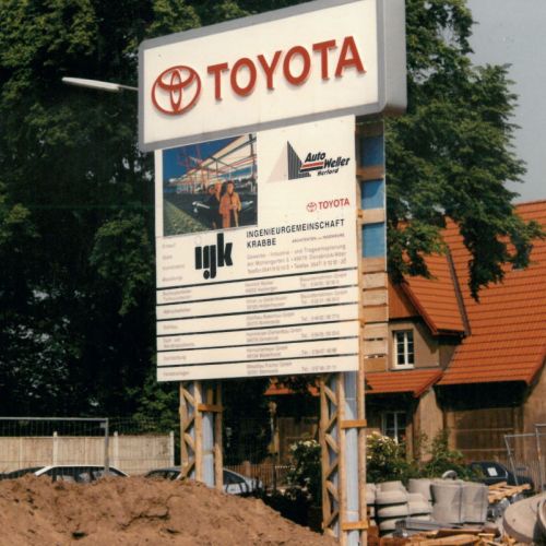 Bauschild Auto Weller Herford anno 1996